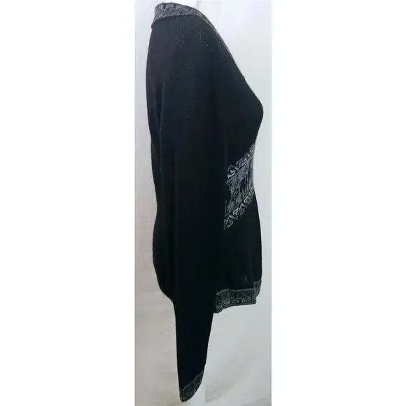Manos de la Comunidad Peruvian SZ M 100% Baby Alpaca Sweater V Neck Black Gray - Picture 6 of 8